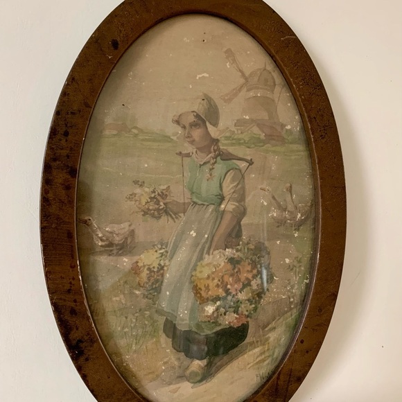 Vintage Metal Oval Picture From Holland 8/12 Inch - Picture 9 of 14